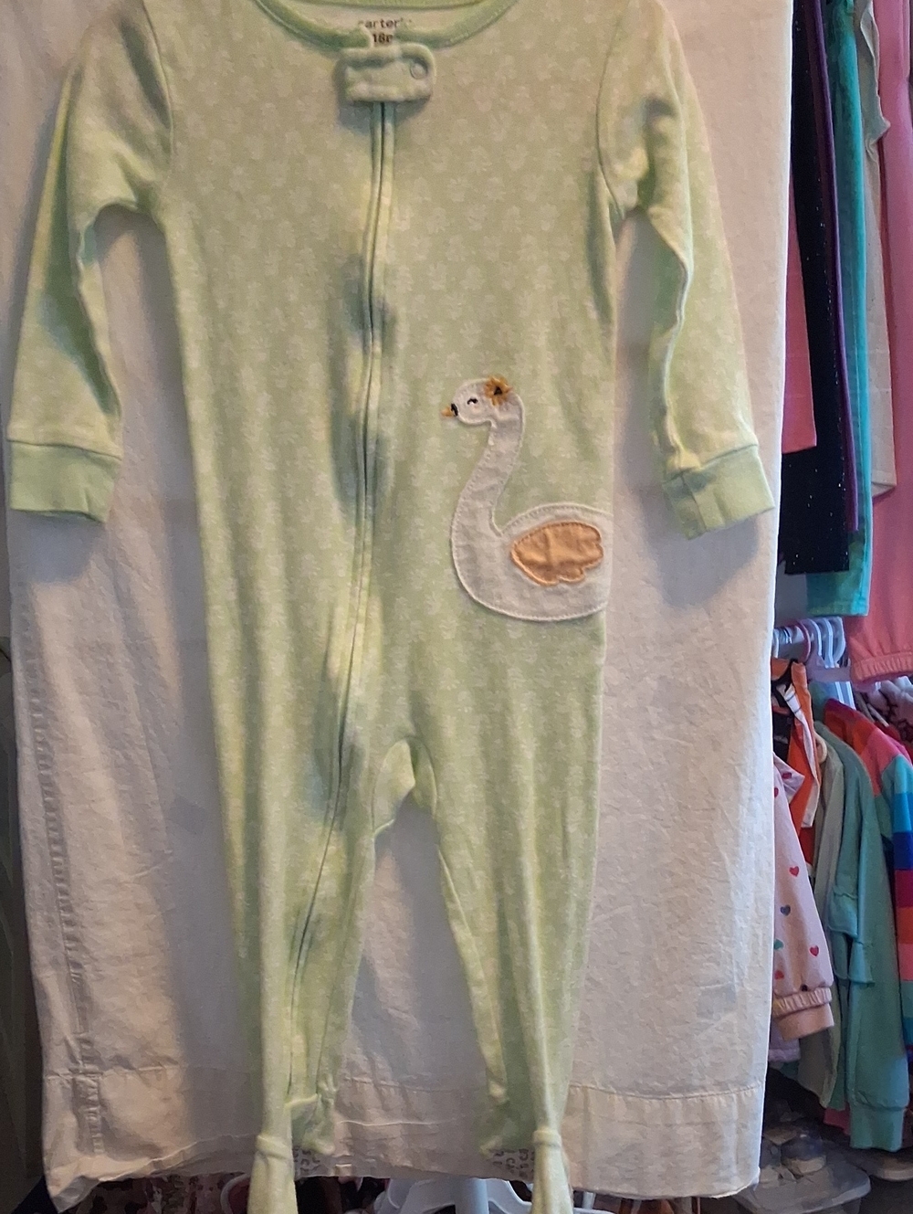 Carter's Pale Green Swan Footed Sleep Sack Pajama